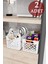 2 Adet Beyaz Sepet Ahşap Görünümlü Tutamaçlı Çok Amaçlı Sepet Organizer Düzenleyici Set 2