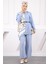 Bebe Mavi Desenli Modal Tunik Pantolonlu Takım 2