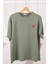 Haki Nakışlı Kısa Kol Modal T-Shirt 1