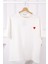 Ekru Nakışlı Kısa Kol Modal T-Shirt 1