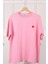 Pembe Nakışlı Kısa Kol Modal T-Shirt 1