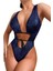 Yeni Sıcak Satış Tek Parça Mayo Kadın Düz Renk Bağcıklı Mayo Büyük Boy Bikini [koyu Mavi] (Yurt Dışından) 1