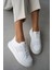 Light Oval Burunlu Parıltılı Kadın Sneaker- Beyaz 1
