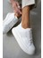 Light Oval Burunlu Parıltılı Kadın Sneaker- Beyaz 3