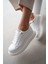 Darlin Beyaz Tabanlı Çıtçıt Aksesuarlı Bağcıklı Kadın Sneaker- Beyaz 1