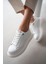 Darlin Beyaz Tabanlı Çıtçıt Aksesuarlı Bağcıklı Kadın Sneaker- Beyaz 4