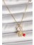 Muı Muı 316L Çelik Gold Renk Zincir Zirkon Taşlı Ayıcık Model Kırmızı Kalp Detay Kadın Kolye 1