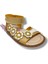 1581-20 Anatomik 4 Çiçekli Tek Çirtli Kız Çocuk Sandalet Altın 21-25 1