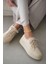 Peint Yüksek Tabanlı Bağcıklı Sneaker- Bej 3