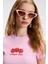 Novelle Kadın Bisiklet Yaka Kısa Kollu Önü Baskılı Crop Pembe T-Shirt 2
