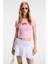 Novelle Kadın Bisiklet Yaka Kısa Kollu Önü Baskılı Crop Pembe T-Shirt 4