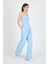 Bebe Mavi Straplez Asimetrik Bluz Pantolon Takım 5234 2