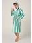 Çizgili Desenli Dijital Baskılı Kapüşonlu Bornoz Yeşil 2