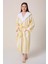Çizgili Desenli Dijital Baskılı Kapüşonlu Bornoz Sarı 3