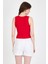 Kırmızı Fiyonk Işlemeli Crop Örme Atlet 0849 5