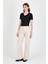 Siyah Taş Işleme Detaylı V Yaka Slim Fit Tişört 0949 3