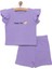 Kız Bebek Tişört-Şort 2li Takım Soft Colorful Bisiklet Yaka Reçme Paça Kısa Kol Mor 1