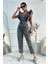 Kadın Fırfır Detaylı Kolsuz Mom Kalıp Denim Tulum 1