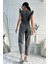 Kadın Fırfır Detaylı Kolsuz Mom Kalıp Denim Tulum 2
