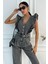 Kadın Fırfır Detaylı Kolsuz Mom Kalıp Denim Tulum 5