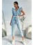 Kadın Fırfır Detaylı Kolsuz Mom Kalıp Denim Tulum 3