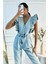 Kadın Fırfır Detaylı Kolsuz Mom Kalıp Denim Tulum 4