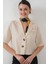 0706 Crop Keten Ceket - M. Krem 5