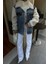 Içi Kürklü Deri Garnili Denim Görünümlü Ceket 6116 5
