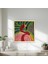 Flamingo Figürlü Renkli Yosun Duvar Dekoru | 45X45 cm | El Yapımı Tropikal Temalı Doğal Yosun Tablo | Bakım Gerektirmez 1
