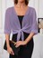 Kadın Fakir Kollu Önden Bağlamalı Kısa Şifon Bolero Ceket 1