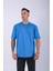 Unisex %100 Pamuk Oversize Düz T-Shirt Mavi 1