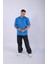 Unisex %100 Pamuk Oversize Düz T-Shirt Mavi 2