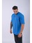 Unisex %100 Pamuk Oversize Düz T-Shirt Mavi 3