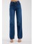 %100 Pamuk Yüksek Bel Bol Paça Rahat Denim Pantolon 2