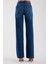 %100 Pamuk Yüksek Bel Bol Paça Rahat Denim Pantolon 3