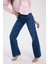 %100 Pamuk Yüksek Bel Bol Paça Rahat Denim Pantolon 4
