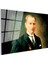 Yeşil Fonlu Atatürk - Madalyalı Resmi Portre Cam Tablo 3