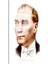 Beyaz Papyonlu Atatürk - Modern Çizgili Portre Cam Tablo 3