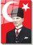 Türk Bayrağı Önünde Atatürk - Kalpaklı Resmi Portre Cam Tablo 2