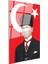 Türk Bayrağı Önünde Atatürk - Kalpaklı Resmi Portre Cam Tablo 3