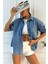Kadın Oversize Mavi Denim Gömlek 1