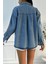 Kadın Oversize Mavi Denim Gömlek 2