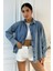 Kadın Oversize Mavi Denim Gömlek 4