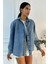Kadın Oversize Mavi Denim Gömlek 5