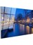 Amsterdam Kanalları - Gece Işıklarında Tarihi Evler Cam Tablo 3