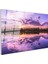 Göl Yansıması - Mor Tonlarında Büyüleyici Gün Batımı Cam Tablo 3