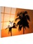 Palmiyeler - Turuncu Gün Batımında Tropik Silüetler Cam Tablo 3