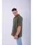 Unisex Polo Yaka Düz Haki Oversize T-Shirt 2