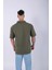 Unisex Polo Yaka Düz Haki Oversize T-Shirt 3
