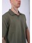 Unisex Polo Yaka Düz Haki Oversize T-Shirt 4
